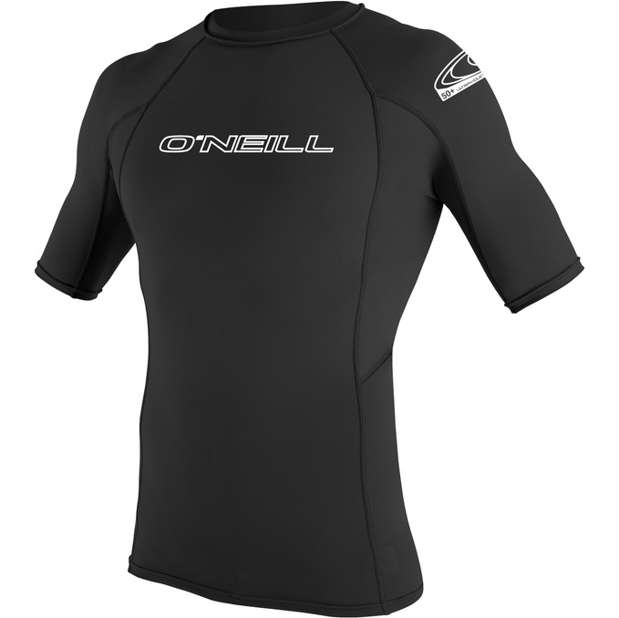 2025 O'Neill Mens Basic Skins Short Sleeve Crew Rash Vest 3341 - Black